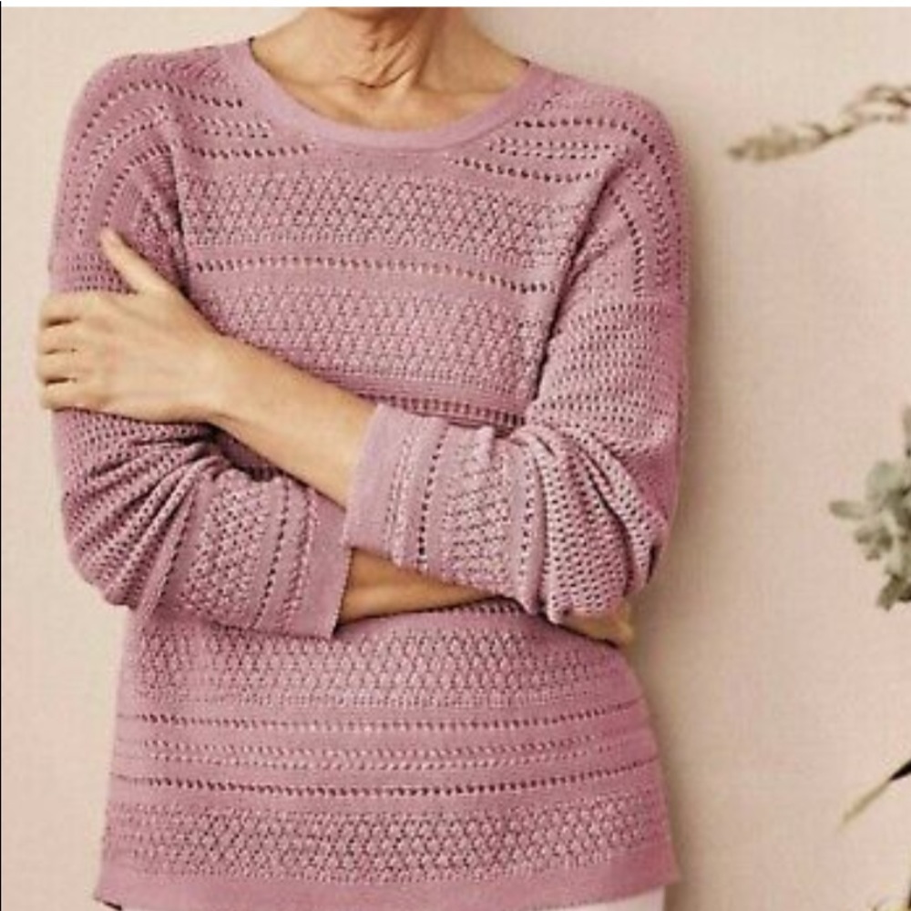 Mauve sz Medium Textured Stripes Cotton Sweater